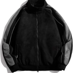 Oversized Bomber Jacket Men Zip Up Baggy Coat Streetwear Sports Outerwear Clothing Tops