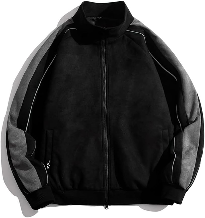 Oversized Bomber Jacket Men Zip Up Baggy Coat Streetwear Sports Outerwear Clothing Tops