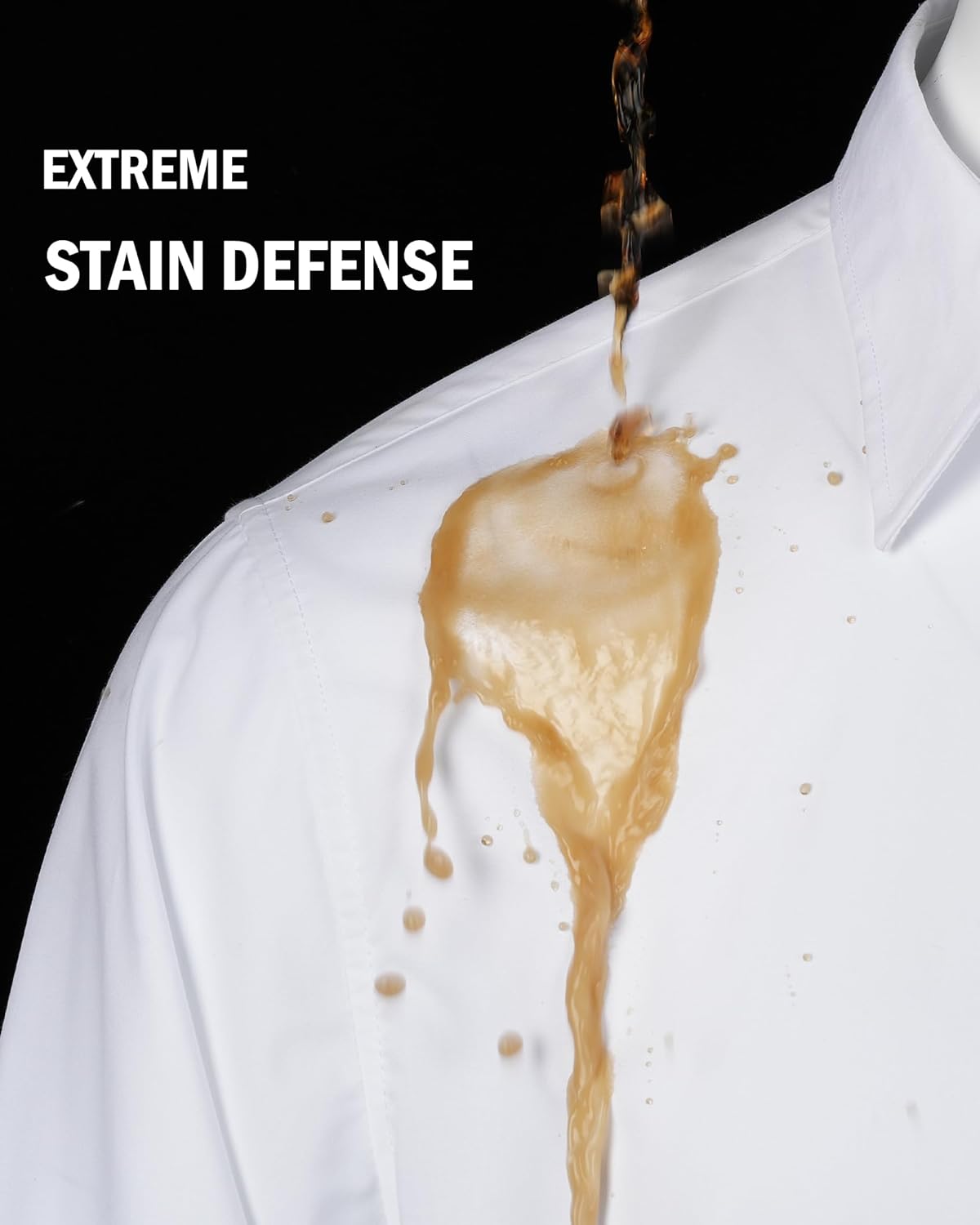Men Dress Shirts Stretch Stain Shield Long Sleeve Solid Formal Shirt Business Casual Button Down Shirts - Image 2