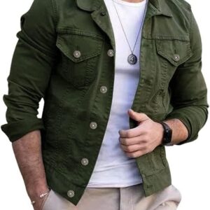 Men's Denim Jacket Casual Regular Fit Button Down Long Sleeve Jean Trucker Jacket