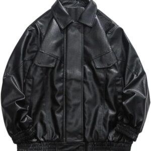 Women Oversized Leather Jackets men Faux Leather Bomber Jacket 90s Vintage Biker Racing Moto Jackets