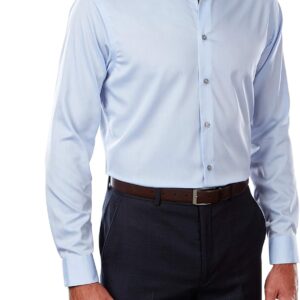 Men Regular Fit Non Iron Herringbone Spread Collar Dress Shirt