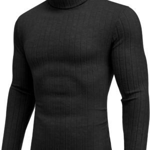 Men Turtleneck Shirts Lightweight Long Sleeve T Shirt Ribbed Thermal Tops Baselayer Pullover S-XXL